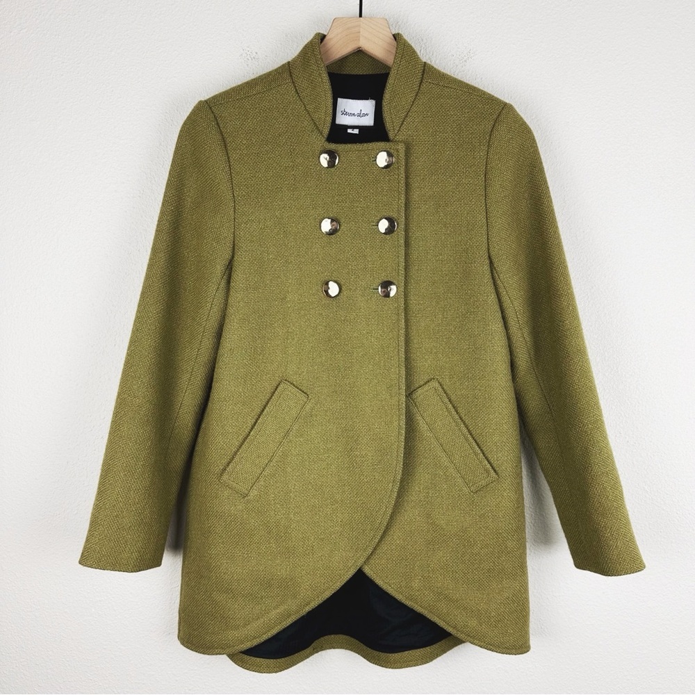 Vintage Steven Alan Woolrich 100% Wool Double Breasted Jacket Chartreuse